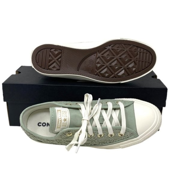 Converse Ctas OX Low Top Sneakers Women's Size Green Canvas Knit Skate A06226C - Picture 4 of 9
